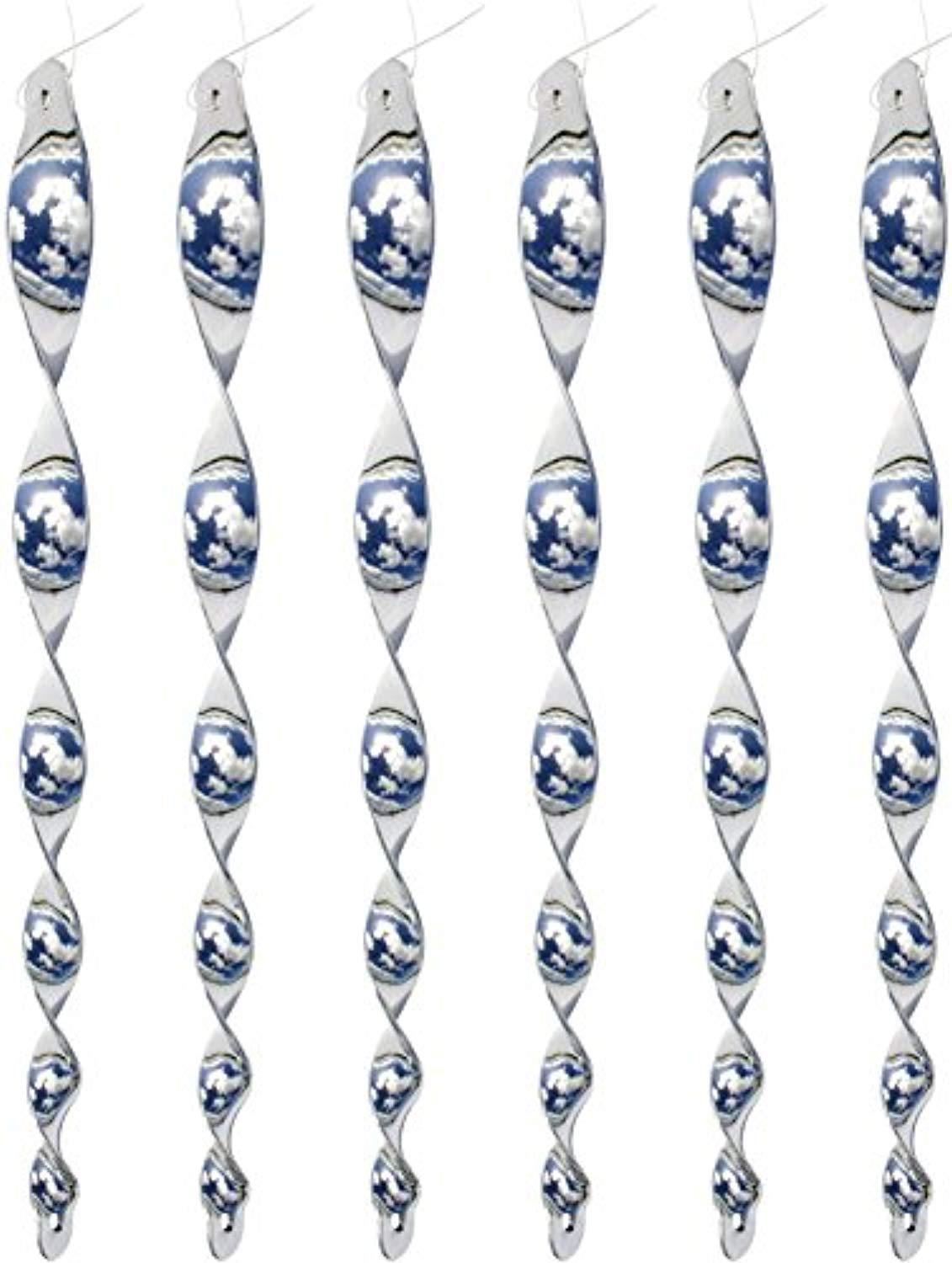HOMESCAPE CREATIONS Bird Repellent Reflective Scare Rods - Ornamental Spiral Deterrent Control Device with 6 Bonus Hanging Hooks - (15 inch) (6 Pack)