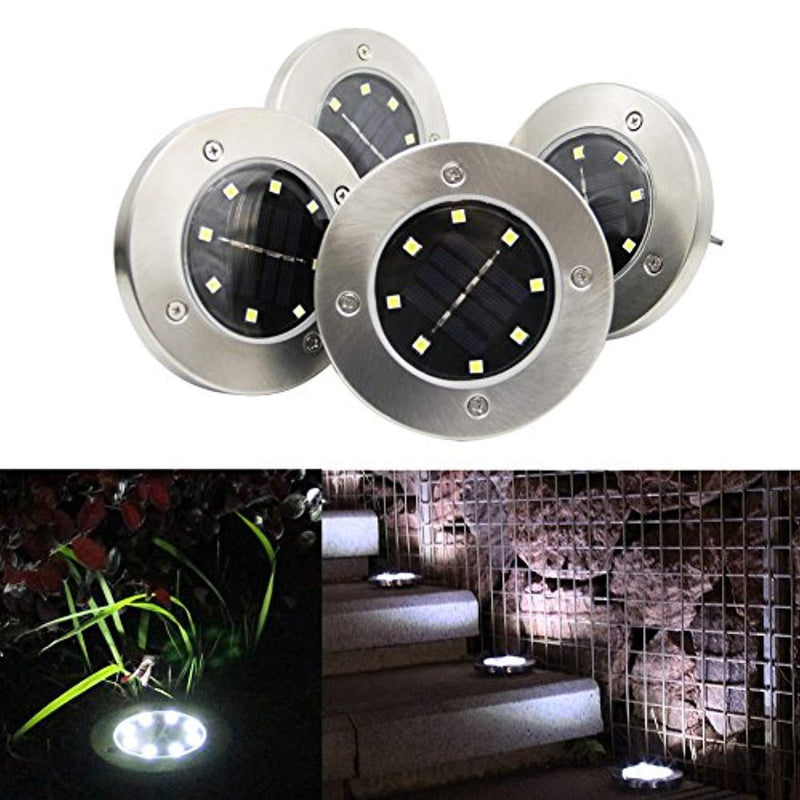 Maggift Solar Ground Lights, 8 LED Garden Pathway Outdoor In-Ground Lights, 4 Pack (White)