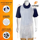 100 White Plastic Disposable Aprons For Cooking, Painting and More - Individually Packaged - Durable 1 mil Waterproof Polyethylene - 24" x 42" - by Xpose Safety