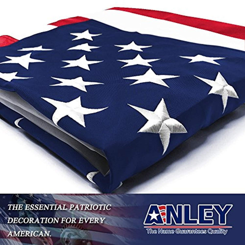 Anley EverStrong Series American US Flag 2x3 Foot Heavy Duty Nylon - Embroidered Stars and Sewn Stripes - 4 Rows of Lock Stitching - USA Banner Flags with Brass Grommets 2 X 3 Ft