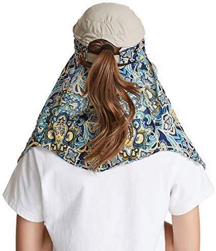 ICOLOR Sun Cap Sun Flap Hats Outdoor 360°Sun UPF 50+ Women Lady Wide Brim Cap Visor Hats UV Protection Summer Sun Hats