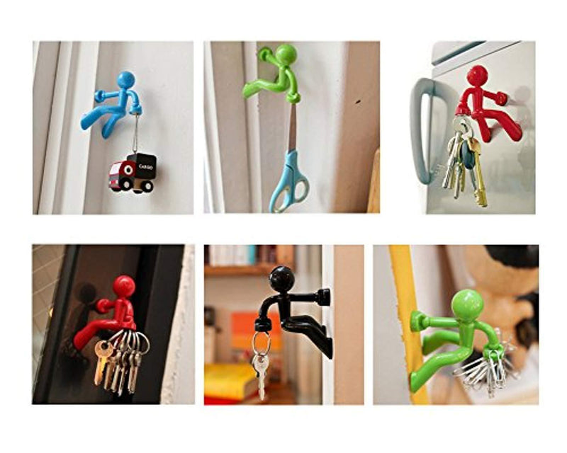 Meta-U Set of 4 Strong Magnetic Key Holder Hook with Wall Climbing Man Design | Random Color