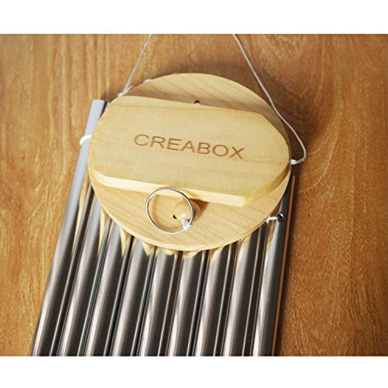 CREABOX Wind Chime-Tuned 28.7 Inches Wooden Grace Chime -9 Silver Aluminum Tubes-Inspirational Collection