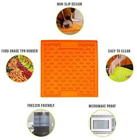 Hyper Pet Lickimat Slow Feeder Dog Mat & Boredom Buster (Perfect For Dog Food, Dog Treats, Yogurt, or Peanut Butter) [Fun Alternative to a Slow Feed Dog Bowl], Available in a Variety of Colors & Sizes