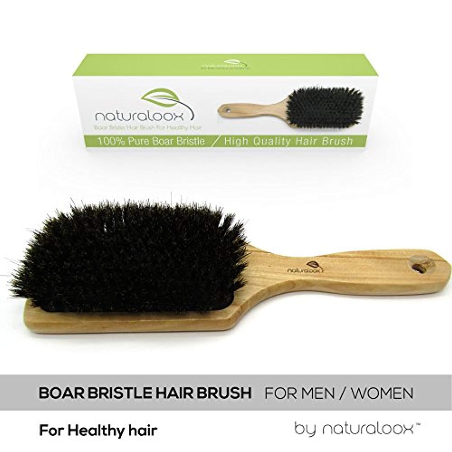 Naturaloox Pure 100% Natural Boar Bristle Paddle Hair Brush For Healthy Hair Distribute Natural Oils & Stimulate Scalp, Improve Hair Growth, Naturally Conditions Hair,...