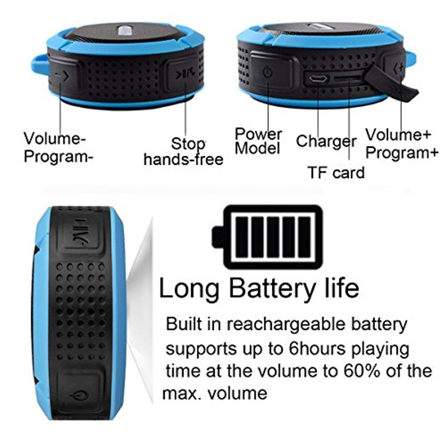 8Gtech Shower Speaker, Waterproof Wireless Bluetooth Speaker with 5W Driver, Suction Cup, Built-in Mic, Hands-Free Speakerphone, Portable Waterproof Bluetooth Speaker for Pool, Beach,Bicycle,Outdoor