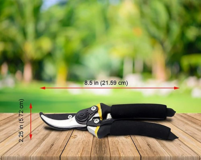 GoSupple Bypass Hand Pruners - Pruning Shears Garden Scissors, SK-5 Carbon Steel, Safety Lock with Ergonomic Grip