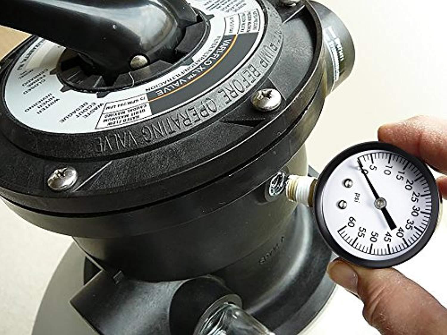 Aquatix Pro Pool Filter Pressure Gauge - Premium Spa/Pool/Aquarium Water Pressure Gauge, 2" Dial, 0-60 Psi, Bottom Mount 1/4", Compatible with Most Brands Such as Hayward, Pentair & Jandy