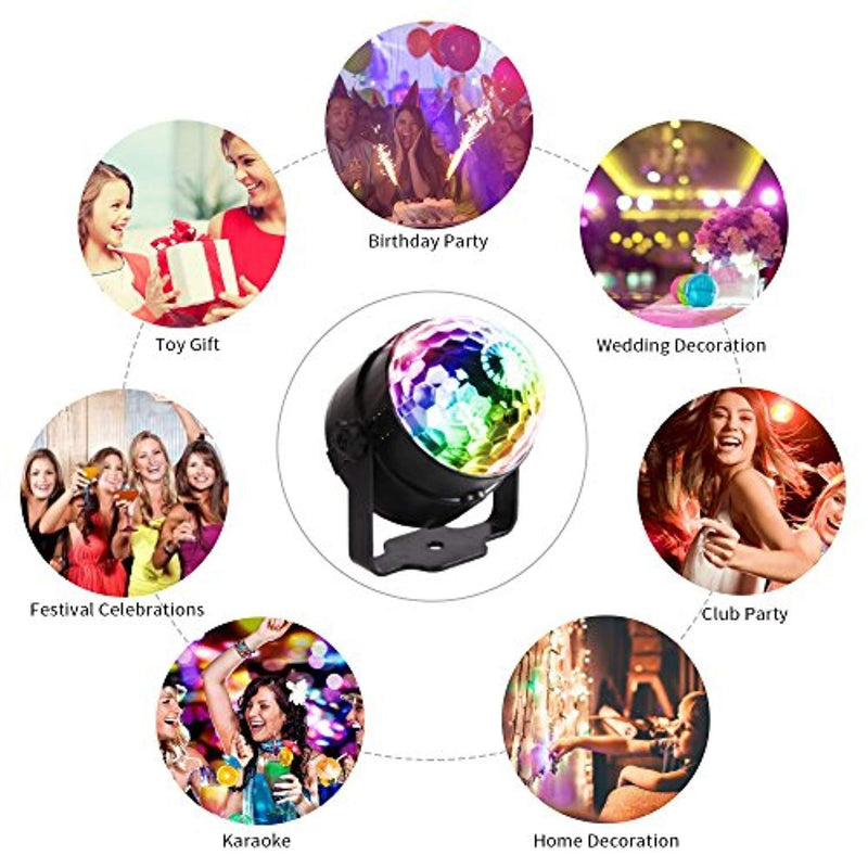 Letsfunny Disco Lights Sound Activated Strobe Light 7 Colors Party Lights Disco Ball for Parties, Karaoke, Celebration, Decoration