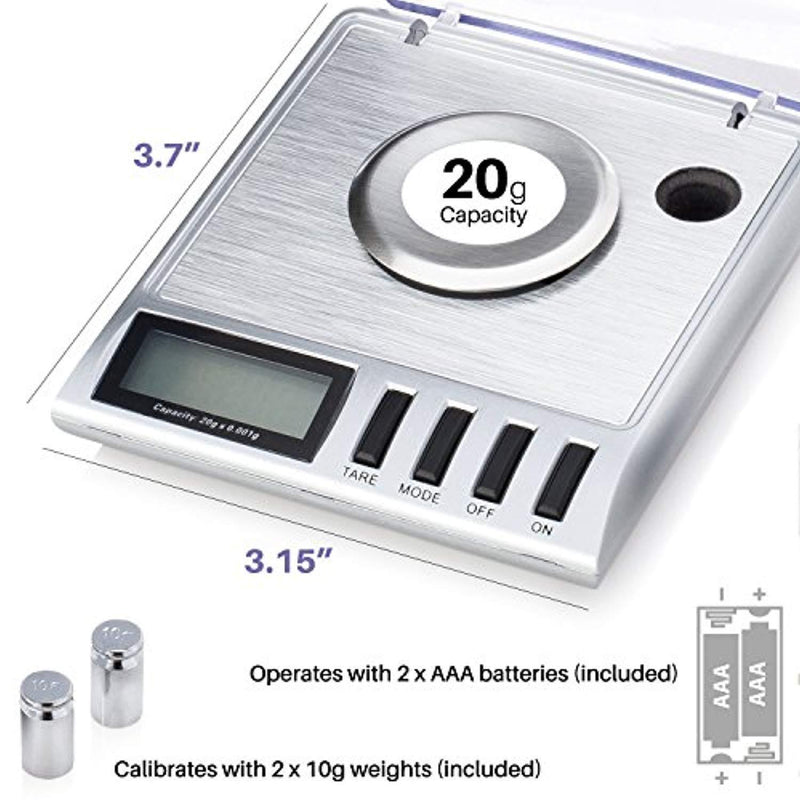 Smart Weigh GEM20 High Precision Digital Milligram Scale 20 x 0.001g Reloading, Jewelry and Gems Scale