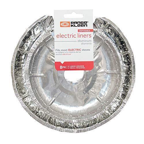 Range Kleen Style D Heavy Duty Chrome 4-Pack Drip Pans with Trim Rings AND 8 Foil Burner Liners…