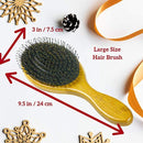 Boar Bristle Hair Brush, Natural Wild Boars Bristles Mixed with Nylon Pin, Hair Brushes For Women Men Girls Kids, Large Oval Bamboo Paddle, Massage Scalp, Stimulate...