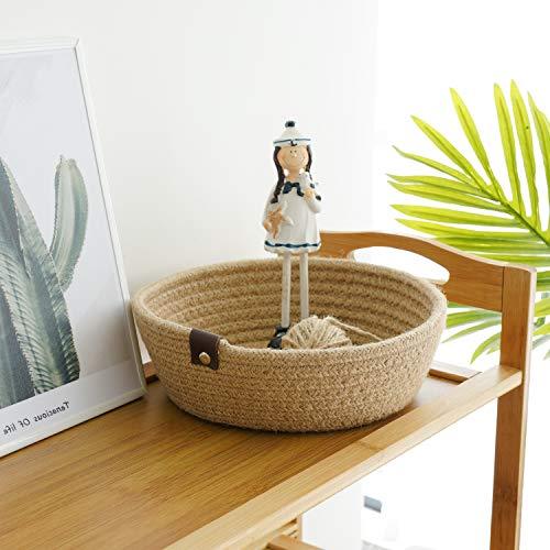 Goodpick 3pack Small Basket - Woven Jute Storage Basket for Kitchen Corner Basket for Snack Storage Cute Basket for CosmetiHome Storage Baskets for Shelves Gift Baskets, Hemp