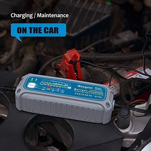 Heagstat Trickle Battery Charger 6V 12V 1000mA Automatic Smart Battery Maintainer for Auto Car Motorcycle Lawn Mower Boat ATV SLA AGM GEL CELL Lead Acid Batteries