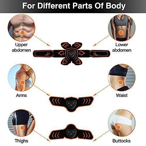 PiAEK ABS Stimulator Muscle Toner Rechargeable Abdominal Toning Belt, EMS Abdomen Muscle Trainer Fitness with 6 Modes 10 Levels for Men Women Abdomen/Arm/Le