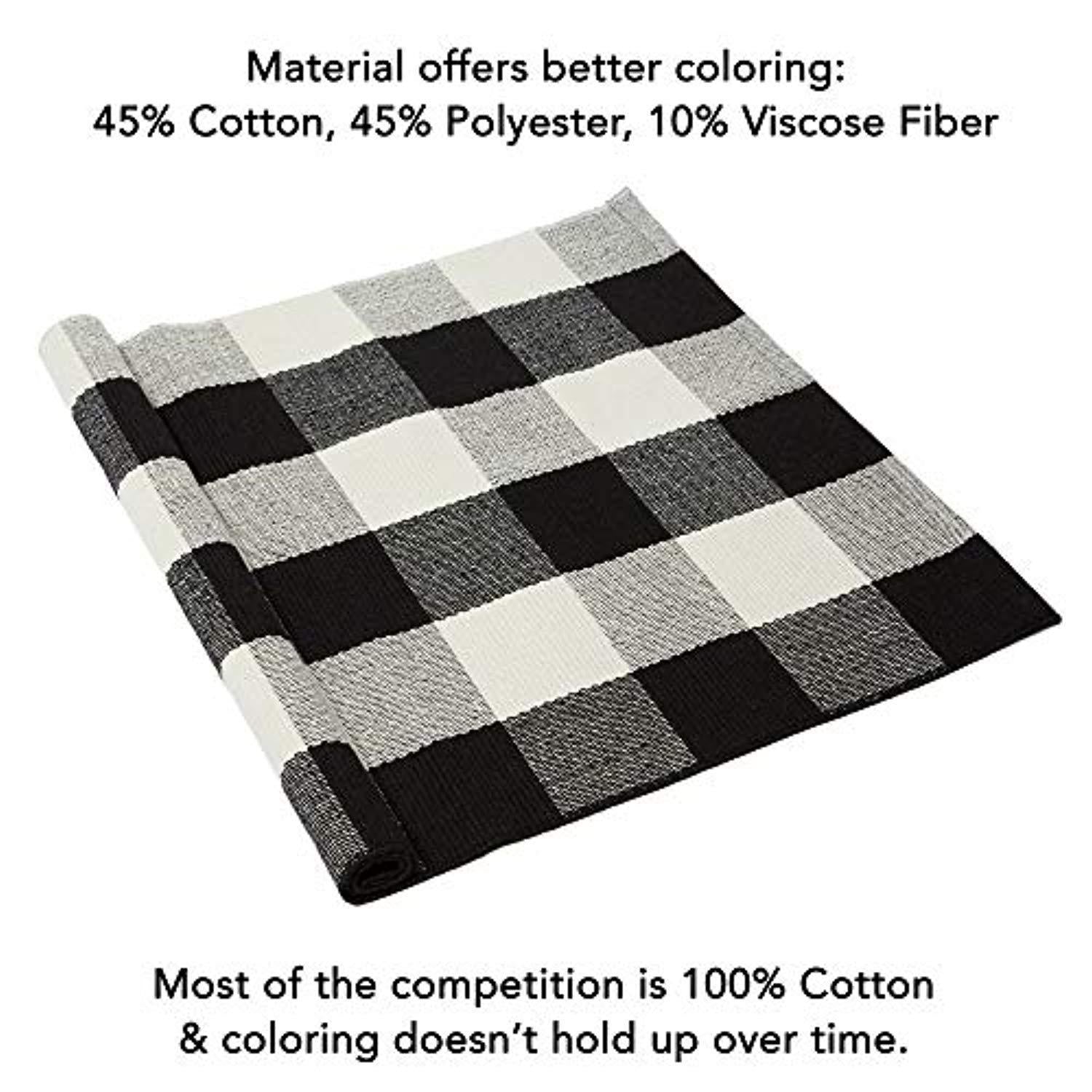 Buffalo Checkered Rug - Plaid Welcome Doormat - Outdoor/Indoor/Door/Floor/Kitchen/Rugs/Front Porch/Bathroom/Laundry Room/Bedroom - White/Black Outside Mat - House Flannel Doormats - 24inch x 36inch