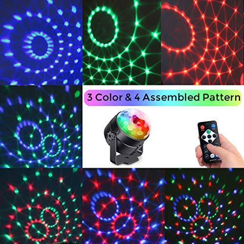 Sound Activated Party Lights with Remote Control Dj Lighting, RBG Disco Ball, Strobe Lamp 7 Modes Stage Par Light
