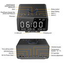 SROCKER Alarm Clock FM Radio,with Wireless Bluetooth Player,USB Fast Charge Port, TF Card Play,LED Display, Dual Alarm, Indoor Temperature/Day/Date Display,Nap/Sleep Timer for Bedroom (Black)