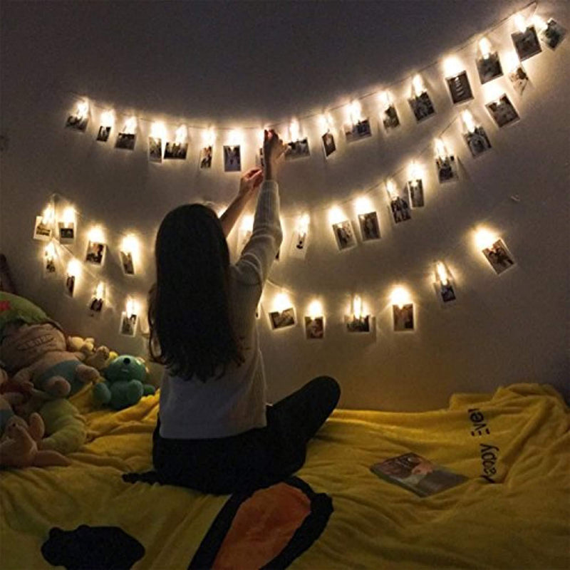 40 LED Photo Clip String Lights, Battery Powered Lights with Photo Clips,Picture Lights for Hanging Photos Pictures Cards, Memos, Artwork, Ideal Gift for Dorms Bedroom Decoration (Warm White)
