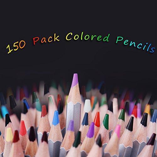 SUDEE STILE Colored Pencils 150 Unique Colors (No Duplicates) Art Drawing Colored Pencils Set with Case Sharpener