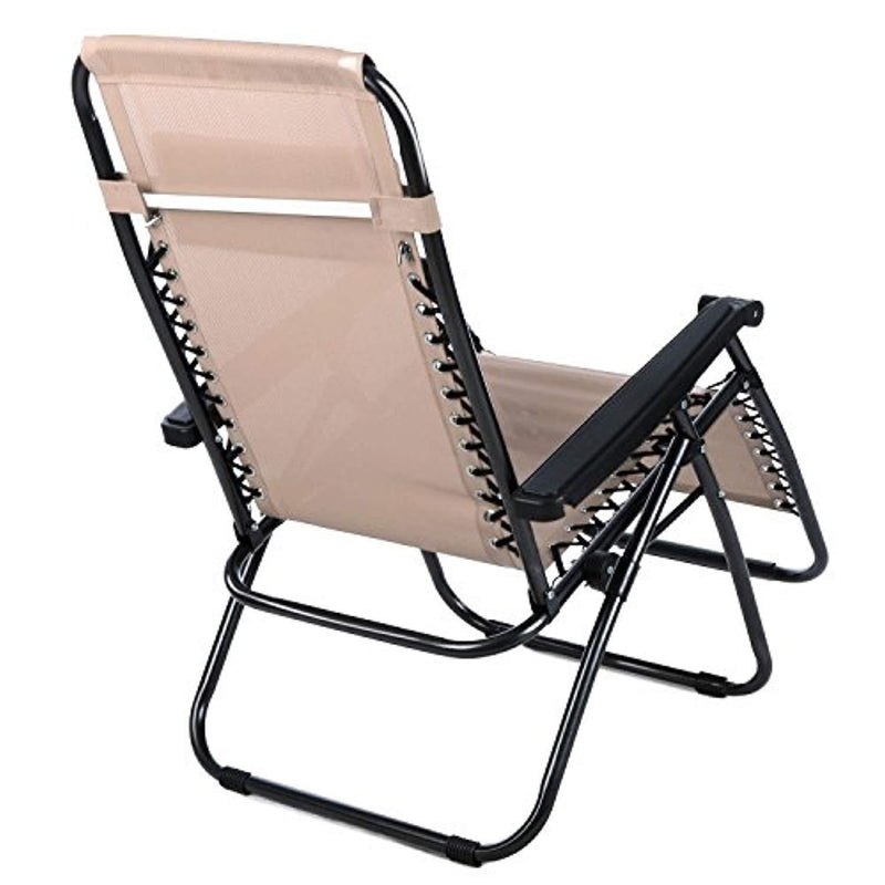 ANCHEER Zero Gravity Chair Outdoor Lounge Chaise with Foldable Steel Construction and Durable Mesh Fabric-300lbs Capacity (Khaki)