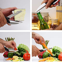 Organic Wizzard Kitchen Knife with Cutting Board and Finger Guard, 6 in 1 Universal Scissors Food Chopper, Slicer, Cutter, Dicer for Vegetables Fruits Meat and Cheese [Upgraded Version] (Color1)