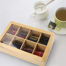 NEATERIZE Bamboo Tea Bag Container, “GOOD TIME” Engraved Tea Box Organizer, Tea Bag Chest With Transparent Lid, 8 Compartments organizers and storage With Magnetic Closure