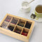 NEATERIZE Bamboo Tea Bag Container, “GOOD TIME” Engraved Tea Box Organizer, Tea Bag Chest With Transparent Lid, 8 Compartments organizers and storage With Magnetic Closure