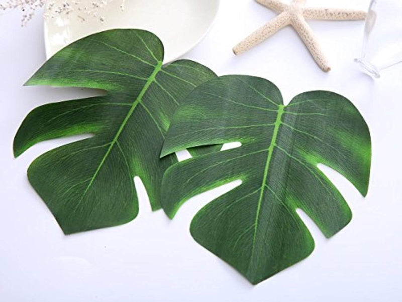 Moon Boat Tropical Palm Leaves Plant Imitation Leaf-Hawaiian/ Luau/Jungle Party Table Decorations (48PCS)
