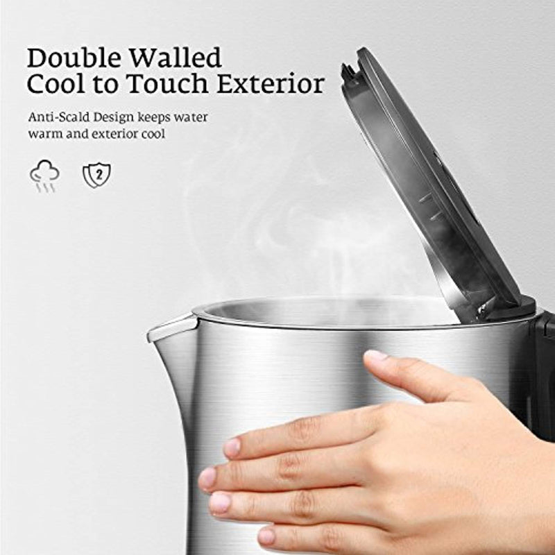 Aicok Electric Kettle Temperature Control, Double Wall Cool Touch Stainless Steel Water Kettle with LED Display from 90 ℉-212℉| BPA-Free | Strix Control | Keep Warm | Quick Boil | (1.5 L, 1500 W)