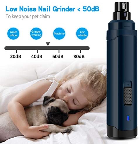 Casfuy Dog Nail Grinder Upgraded - Professional 2-Speed Electric Rechargeable Pet Nail Trimmer Painless Paws Grooming & Smoothing for Small Medium Large Dogs & Cats