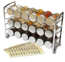 DecoBros Spice Rack Stand holder with 18 bottles and 48 Labels, Chrome