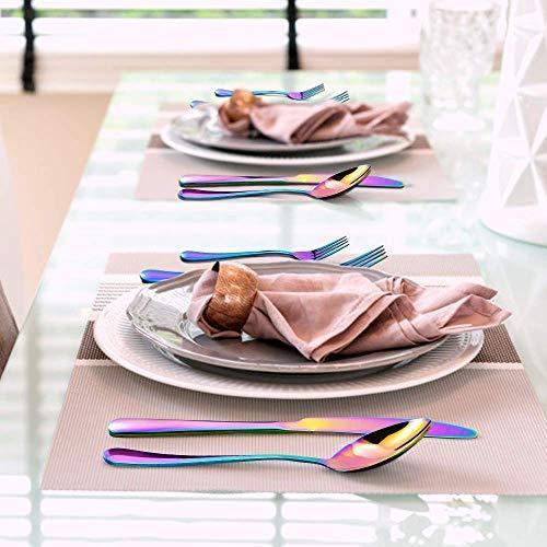 KaryHome  24-Piece Silverware  Set, Flatware Set Mirror Polished, Dishwasher Safe Service for 4, Include Knife/Fork/Spoon with Bamboo 5-Compartment Silverware Drawer Organizer Box