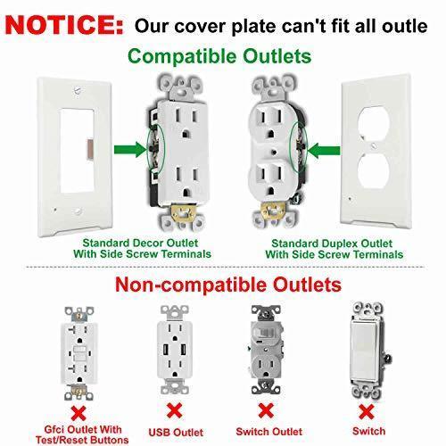 4Pack LED Night Light Outlet Cover Plate-No Wires Or Batteries,Light Sensor Auto-On LED Guidelight,Install In a Snap,Outlet Wall Plate With 0.3W High Brightness Night Light (White,Duplex)