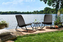 Keter Rio 3 Pc All Weather Outdoor Patio Garden Conversation Chair & Table Set Furniture, Grey