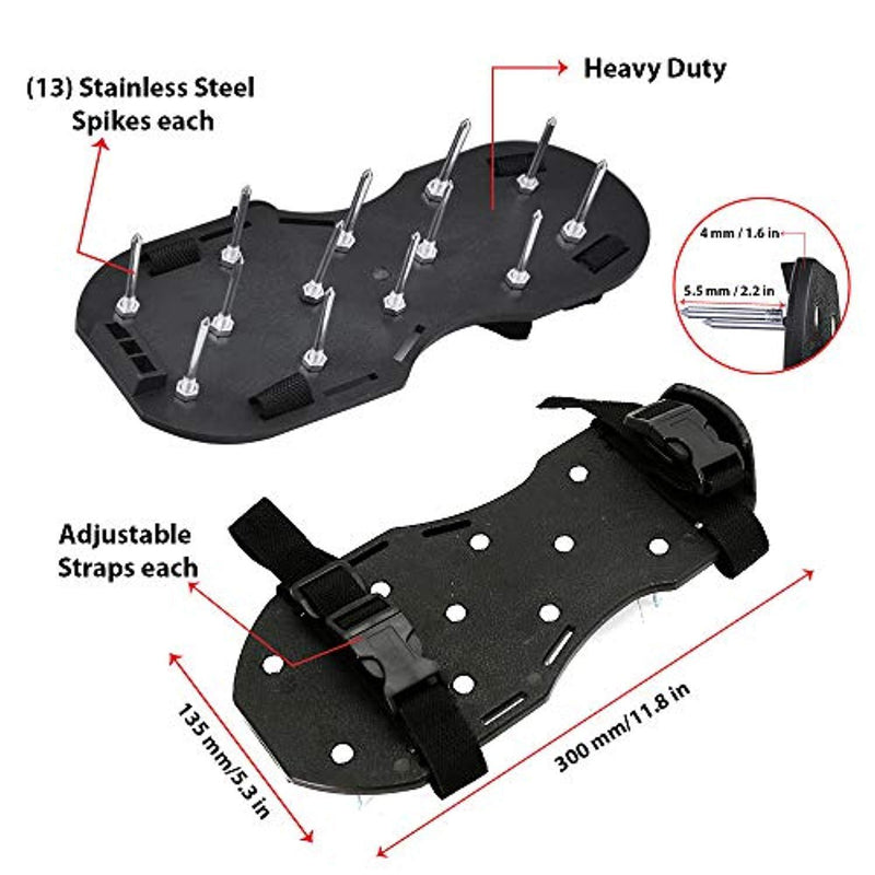 Scuddles Lawn Aerator Shoes, Heavy Duty Spike Aerating Sandals Soil Adjustable Straps - Sturdy Universal Size, Men Women NO Assembly Needed Use Straight Out Box (Black)