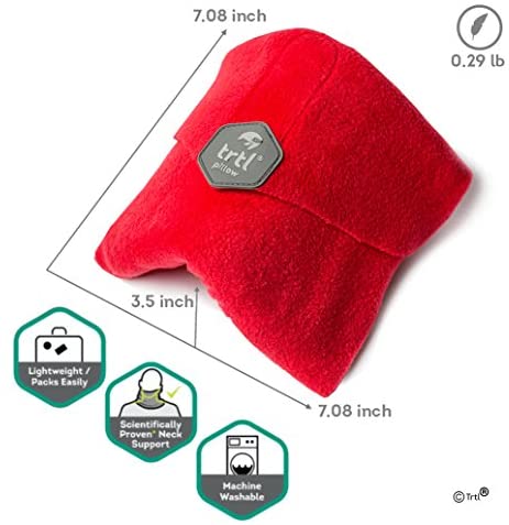 trtl Pillow - Scientifically Proven Super Soft Neck Support Travel Pillow – Machine Washable (Coral)
