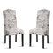 Merax Script Fabric Accent Chair Dining Room Chair with Solid Wood Legs, Beige,Set of 2