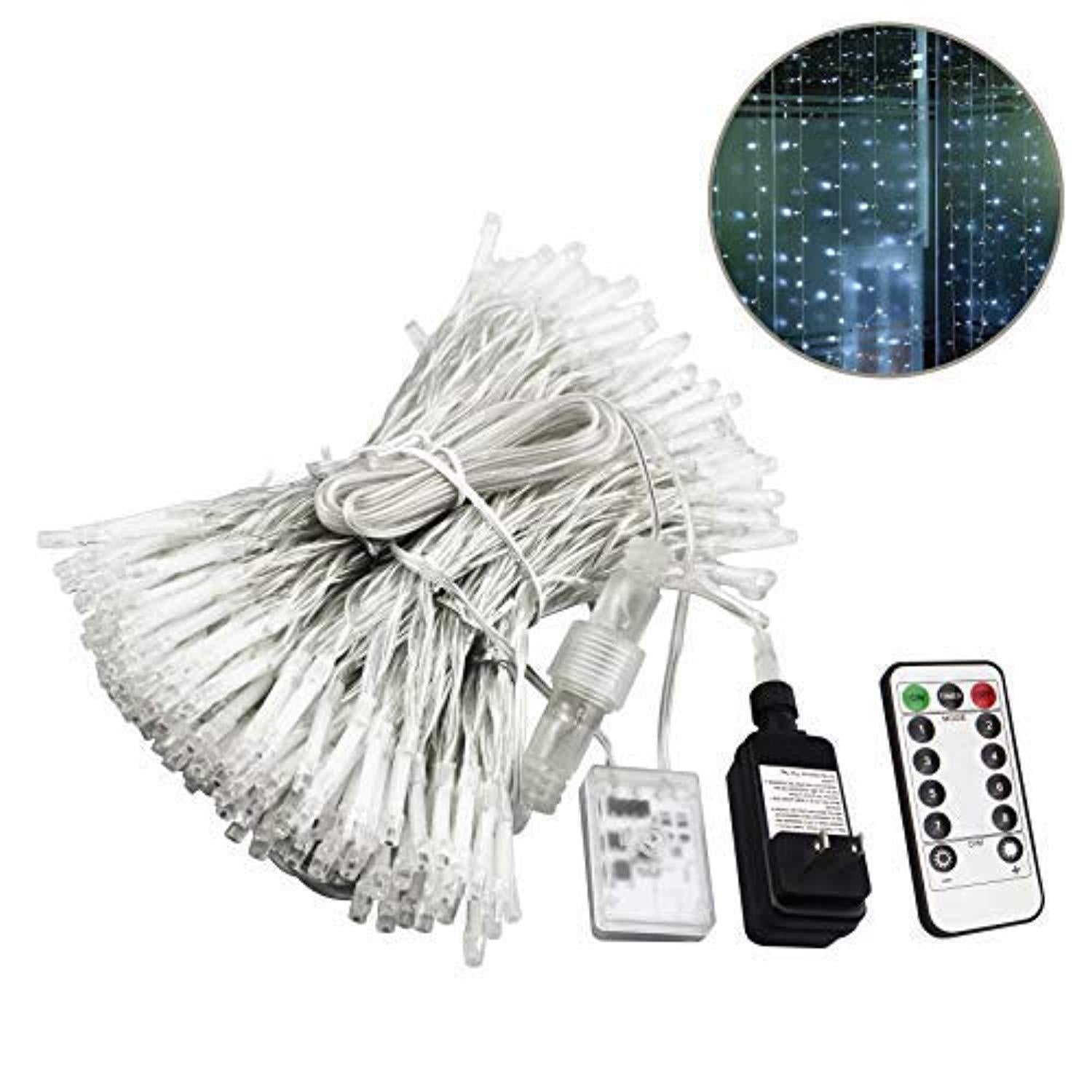 LIGHTESS 300 LED String Fairy Light Outdoor/Indoor Curtain Lights Remote Control for Holiday Christmas Bedroom Decorations (Cold White)