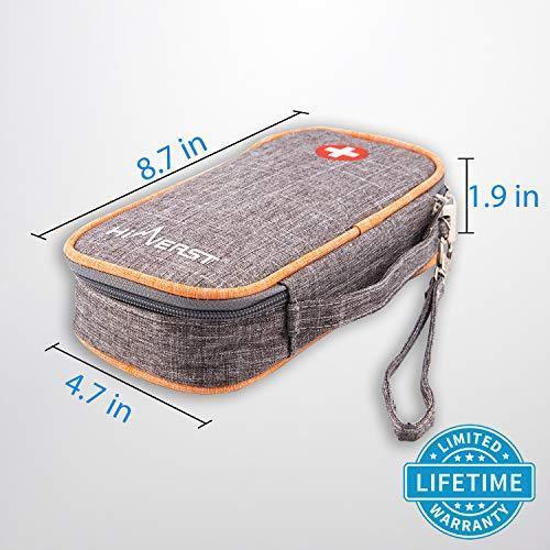 Hiverst Insulated Epipen Carrying Case Insulin Diabetic Travel Supplies with 2 Medical Alert Epipen Inside Key Tag & 2 Ice Pack Allergy Kids Cooler Medical Travel Organizer