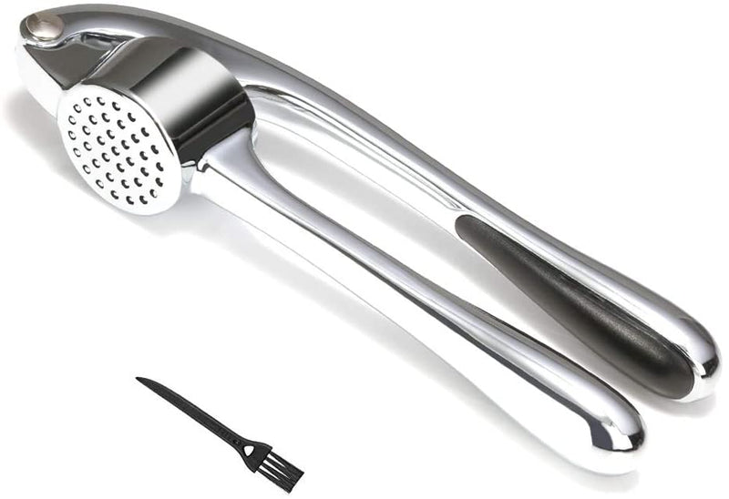 Garlic Press, Kmeivol Stainless Steel Zinc Alloy Garlic Mincer, Heavy Soft-Handled Garlic Crusher with Cleaning Brush, Easy Squeeze, Rust Proof, Easy Clean by Veracity & Verve