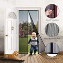 Magnetic Screen Door, COZYDREAM Screen Door with Full Frame Velcro Hook and Loop Pet and Kid Friendly, Fits Door Size up to 34"-82" Max- Black