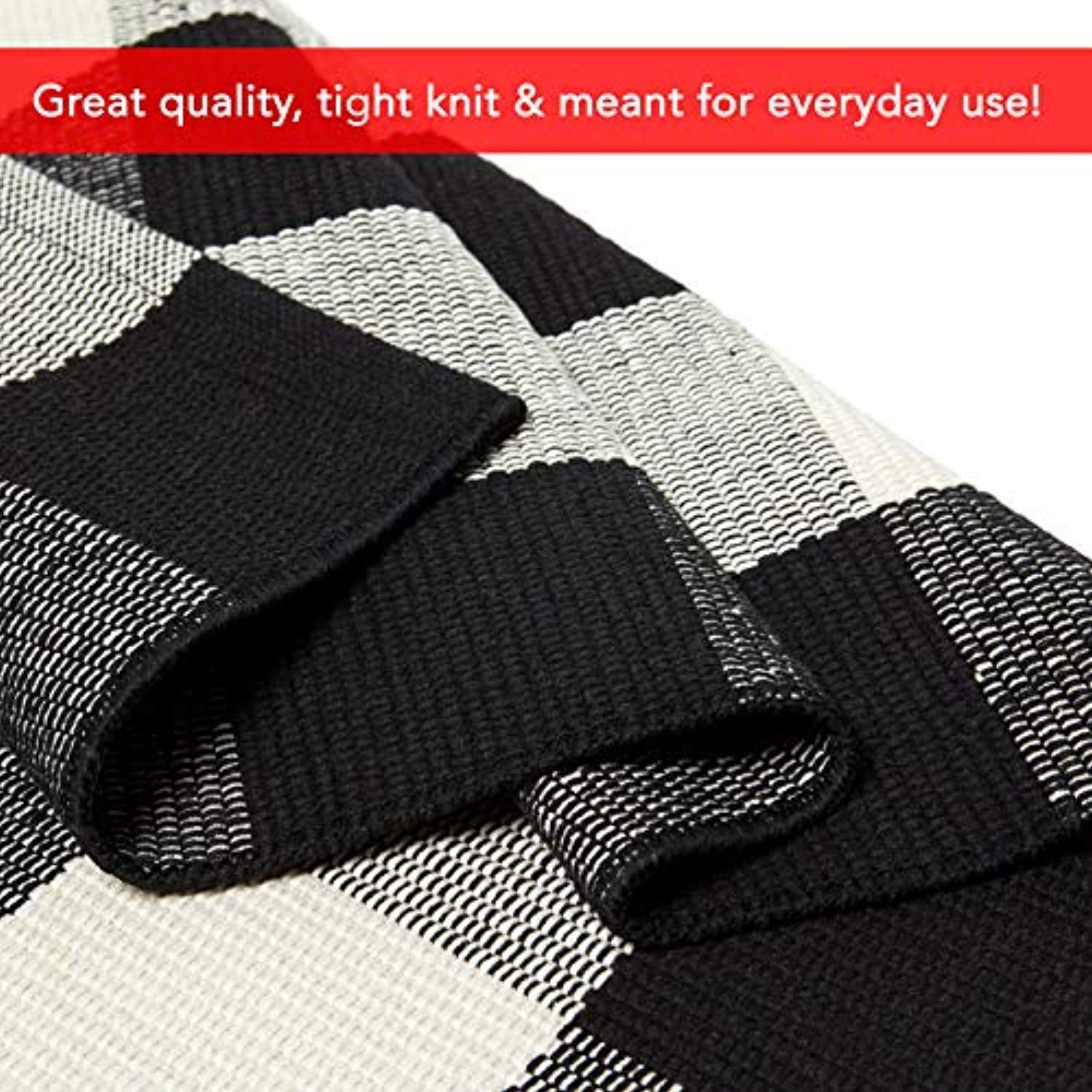 Buffalo Checkered Rug - Plaid Welcome Doormat - Outdoor/Indoor/Door/Floor/Kitchen/Rugs/Front Porch/Bathroom/Laundry Room/Bedroom - White/Black Outside Mat - House Flannel Doormats - 24inch x 36inch