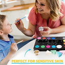 Blue Squid Face Paint Kit Kids - 52 Pieces, 14 Colors, 2 Glitters, 30 Stencils, 4 Makeup Sponges, Face Paint Party Supplies - Safe Facepainting Sensitive Skin - Professional Costume Makeup