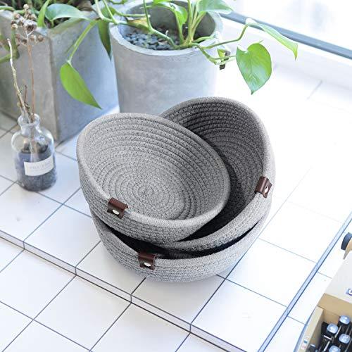 Goodpick 3pack Small Basket - Woven Jute Storage Basket for Kitchen Corner Basket for Snack Storage Cute Basket for CosmetiHome Storage Baskets for Shelves Gift Baskets, Hemp