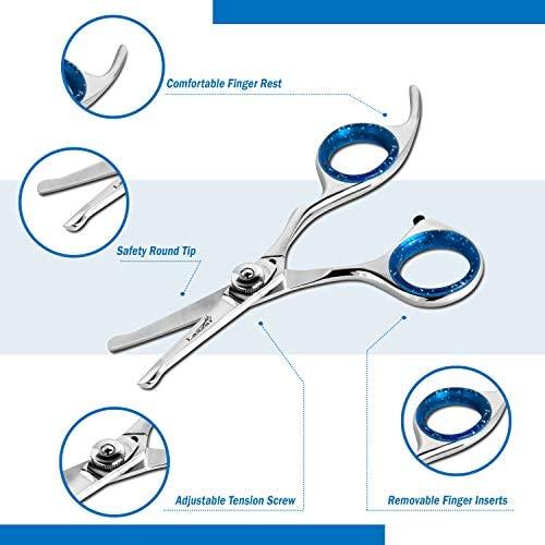 Elfirly Pro Dog Grooming Scissors, Straight Pet Grooming Shears, with Safety Round Tip, Ball Point for Easy and Safe use. | Premium Sharp Long Lasting Professional Hair Trimming Scissors