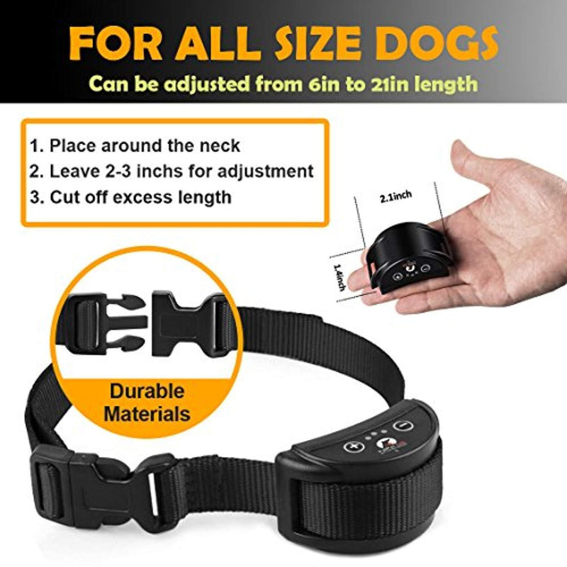 Paipaitek 2018 Upgraded Rechargeable Dog Bark Collar and Anti-Barking with 5 Levels Automatic No Bark Collar for Small Medium Large Dogs No Harm Shock Safe Stop Bark (6+lbs) (Small, Medium, Large)