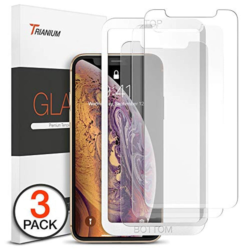 Trianium (3 Packs) Screen Protector Designed for Apple iPhone XS & iPhone X 2018 2017 Premium HD Clarity 0.25mm Tempered Glass Screen Protector with Alignment Case Frame [3D Touch] (3-Pack)