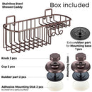 HASKO accessories - Powerful Vacuum Suction Cup Shower Caddy Basket for Shampoo - Combo Organizer Basket with Soap Holder and Hooks - Stainless Steel Holder for Bathroom Storage (Bronze)