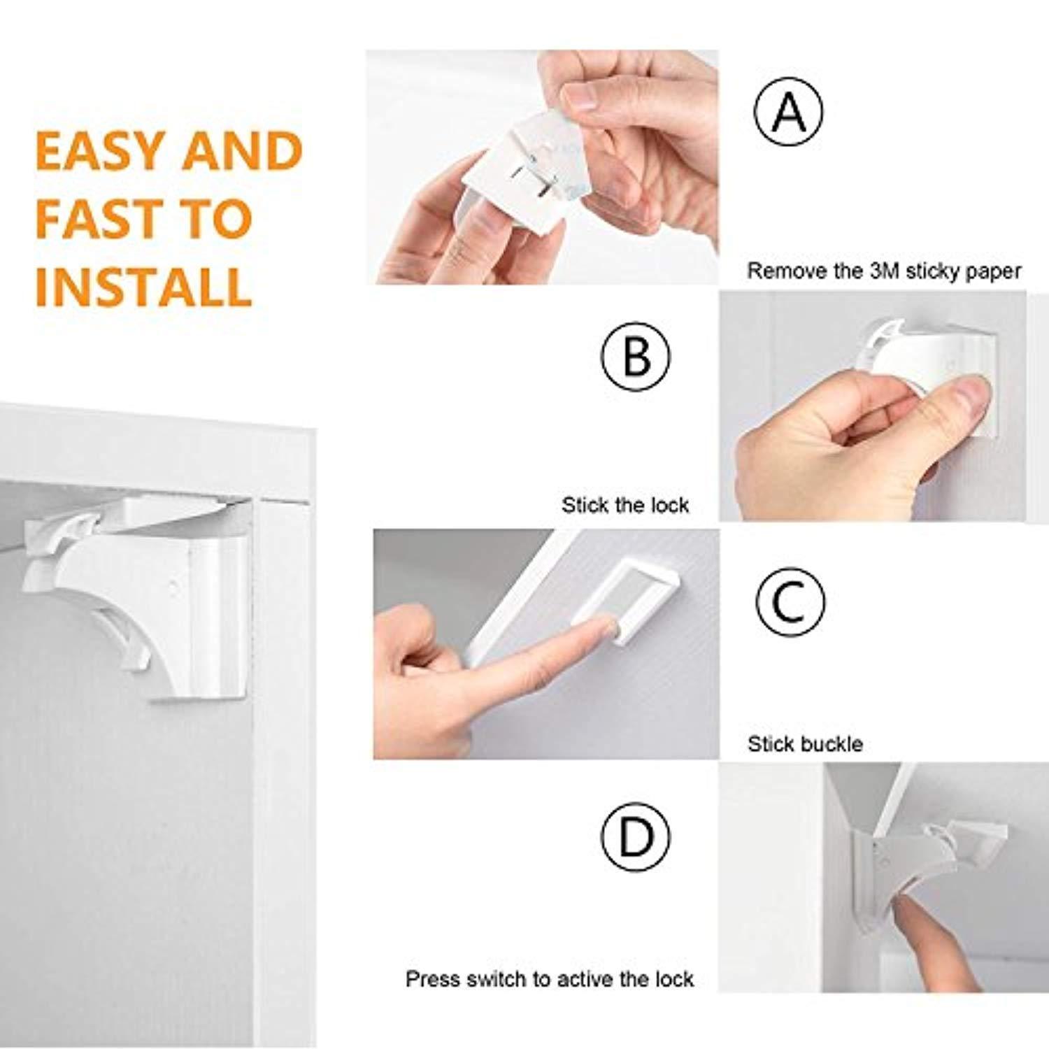 Mixoo Baby Proofing Magnetic Cabinet Locks Child Safety for Drawer, Cupboard,Closet, No Tools or Screws Needed (16 Locks + 3 Keys)
